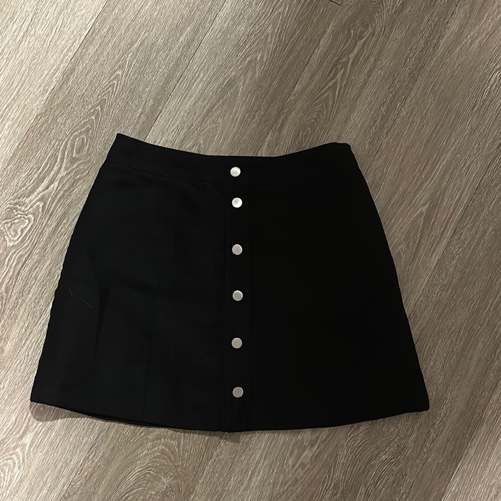 Black Button-Up Mini Skirt